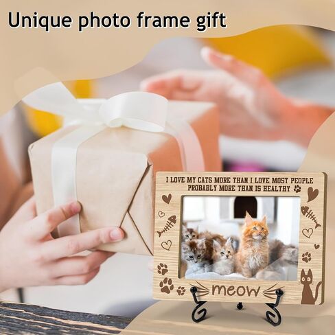 Wooden Photo Frame for Cat - I Love My Cats More Than I Love Most People 4x6 Picture Frame Horizontal, Cat Memorial Picture Frame, Cat Picture Frame, Cat Love Gifts for Friends BFF Coworkers - 39 in Saudi Arabia
