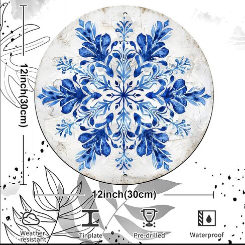 Let It Snow Snowman Sign Winter Welcome Farmhouse Christmas Metal Tin Sign for Outdoor Outside Porch Rustic Snowflakes Wreath Wall Hanging Decoration 8 Inch in Saudi Arabia