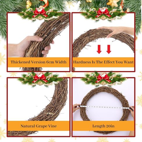Suzile 6 Pcs 20 Inches Grapevine Wreath Round Bulk Grapevine Wreaths for Crafts Grape Vines Wreath Base Wreath Frame Rings Stick Twig Wreath Ring for DIY Crafts Front Door Decorations in Saudi Arabia