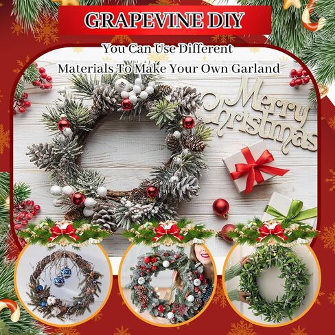 Suzile 6 Pcs 20 Inches Grapevine Wreath Round Bulk Grapevine Wreaths for Crafts Grape Vines Wreath Base Wreath Frame Rings Stick Twig Wreath Ring for DIY Crafts Front Door Decorations in Saudi Arabia