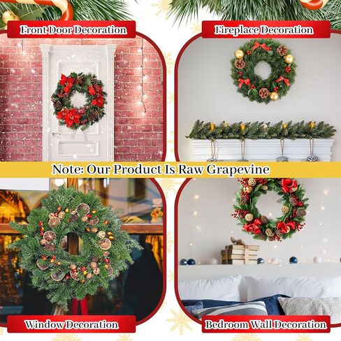 Suzile 6 Pcs 20 Inches Grapevine Wreath Round Bulk Grapevine Wreaths for Crafts Grape Vines Wreath Base Wreath Frame Rings Stick Twig Wreath Ring for DIY Crafts Front Door Decorations in Saudi Arabia
