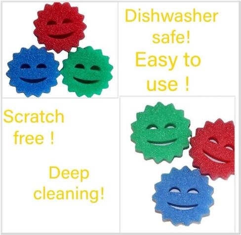 Scrub Shooting Star-Scratch-Free Multipurpose Dish Sponges for Kitchen, Bathroom + More (2 Pack of 3), Blue, Green,and Red in Saudi Arabia