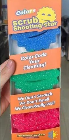 Scrub Shooting Star-Scratch-Free Multipurpose Dish Sponges for Kitchen, Bathroom + More (2 Pack of 3), Blue, Green,and Red in Saudi Arabia