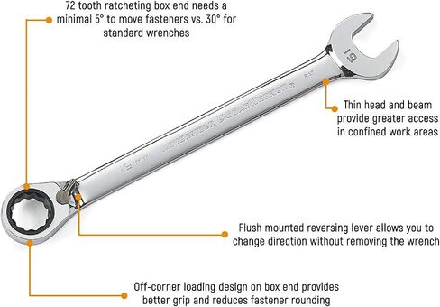 GEARWRENCH 8 قطع 72 سنًا 12 نقطة مجموعة مفاتيح تصعيد قابلة للعكس SAE | 9533ن in Saudi Arabia