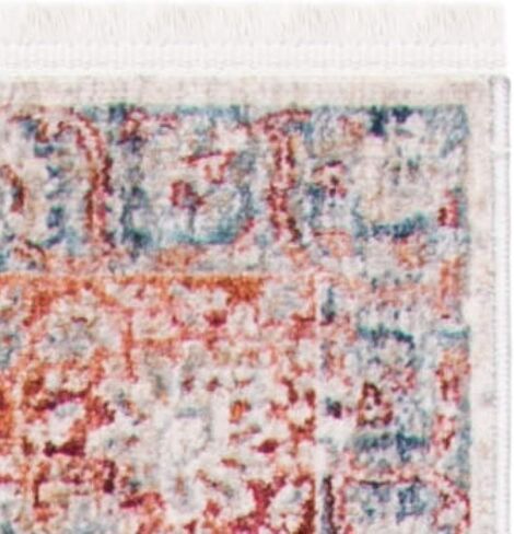 سجادة SAFAVIEH Kenitra Collection - 2'2" x 10'، عاجي وأحمر، تصميم شرقي عتيق، لا يتساقط ويسهل العناية به، مثالي للمناطق ذات حركة المرور العالية في غرفة المعيشة وغرفة النوم (KRA678B) in Saudi Arabia