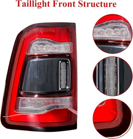 مجموعة مصابيح الذيل متوافقة مع دودج رام 1500 2019-2023 Big Horn/Tradesman، مصباح خلفي بإطار من الكروم مع مصابيح وأحزمة تحل محل جانب السائق الأيسر in Kuwait