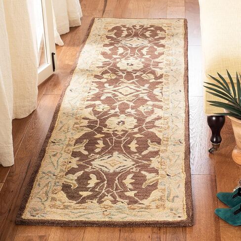 SAFAVIEH Anatolia Collection Runner Rug - 2'3" x 8', Brown & Plum, Handmade Traditional Oriental Wool, Ideal for High Traffic Areas in Living Room, Bedroom (AN545A) in Saudi Arabia