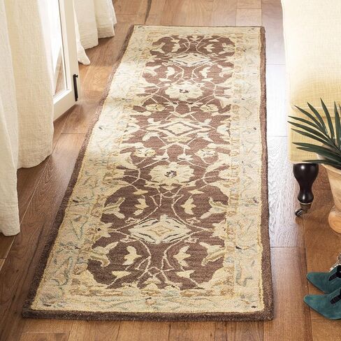 SAFAVIEH Anatolia Collection Runner Rug - 2'3" x 8', Brown & Plum, Handmade Traditional Oriental Wool, Ideal for High Traffic Areas in Living Room, Bedroom (AN545A) in Saudi Arabia