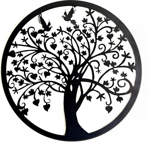 Bellaa Metal Wall Art, Metal Art Wall Decor, Outdoor Metal Wall Art, Metal Wall Art for Living Room, Black Metal Wall Art, Metal Tree Wall Art, Circle Of Life-Metal Tree Wall Art, Sculptures 24 inch in Kuwait
