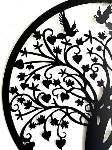 Bellaa Metal Wall Art, Metal Art Wall Decor, Outdoor Metal Wall Art, Metal Wall Art for Living Room, Black Metal Wall Art, Metal Tree Wall Art, Circle Of Life-Metal Tree Wall Art, Sculptures 24 inch in Kuwait