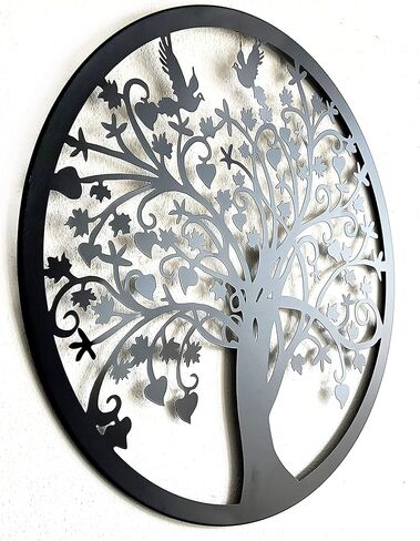Bellaa Metal Wall Art, Metal Art Wall Decor, Outdoor Metal Wall Art, Metal Wall Art for Living Room, Black Metal Wall Art, Metal Tree Wall Art, Circle Of Life-Metal Tree Wall Art, Sculptures 24 inch in Kuwait