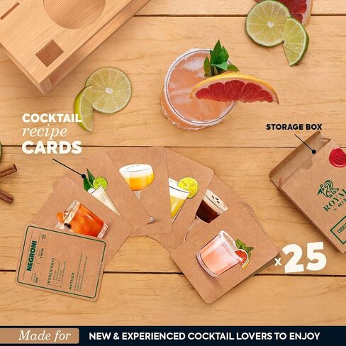Mixology Bartender Kit with Stand | Home Bar Set with 25 Cocktail Recipes for Drink Mixing | Ideal Bartending Kit for Housewarming Gift | Premium Martini Cocktail Shaker Set with Bar Tools Accessories in Saudi Arabia