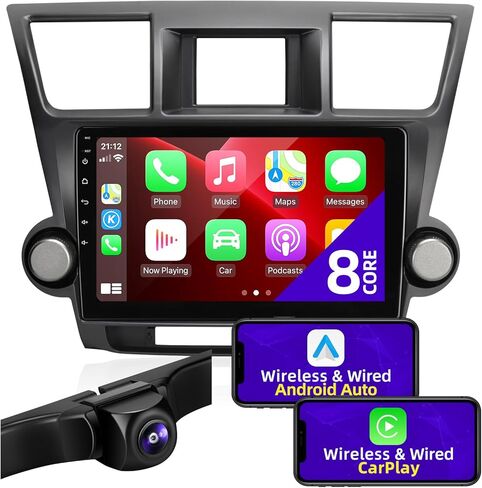 راديو سيارة CGOGC Android 11 متوافق مع Android Auto Wireless Carplay لسيارة Toyota Highlander 2008-2013 1280X720 IPS شاشة تعمل باللمس ستيريو بلوتوث نظام تحديد المواقع العالمي (4G RAM+64G ROM) in Kuwait