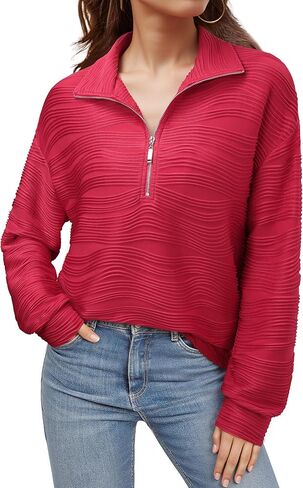 MCKOL سويت شيرت نسائي كاجوال نصف سحاب بلوفر ربع سحاب هوديس أزياء الخريف والشتاء ملابس عصرية in Kuwait