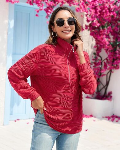 MCKOL سويت شيرت نسائي كاجوال نصف سحاب بلوفر ربع سحاب هوديس أزياء الخريف والشتاء ملابس عصرية in Kuwait