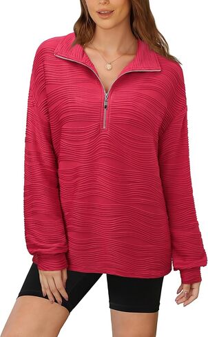 MCKOL سويت شيرت نسائي كاجوال نصف سحاب بلوفر ربع سحاب هوديس أزياء الخريف والشتاء ملابس عصرية in Kuwait