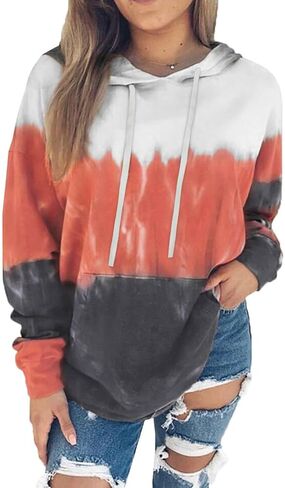 Women's Hoodies Long Sleeve Sweatshirts Drawstring Pullover Tops with Pocket Casual Loose Blouses Tunic in Kuwait