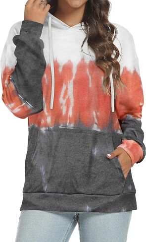 Women's Hoodies Long Sleeve Sweatshirts Drawstring Pullover Tops with Pocket Casual Loose Blouses Tunic in Kuwait