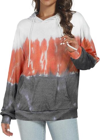 Women's Hoodies Long Sleeve Sweatshirts Drawstring Pullover Tops with Pocket Casual Loose Blouses Tunic in Kuwait