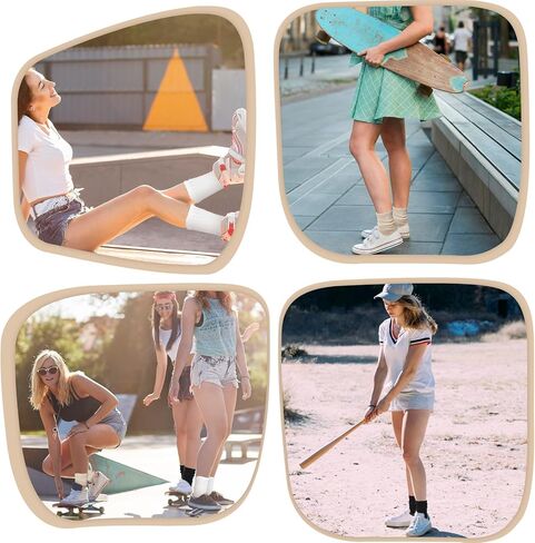Lusofie 3 Pairs Crew Socks For Women Cotton Socks for Women Slouch Socks for woman Retro Crew Socks Seamless Cozy Fall Socks Breathable Unisex Slouchy Socks for Sports and Daily Wear(3 Colors) in Saudi Arabia