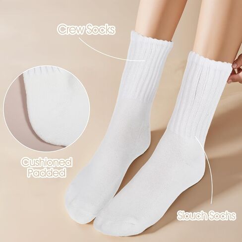 Lusofie 3 Pairs Crew Socks For Women Cotton Socks for Women Slouch Socks for woman Retro Crew Socks Seamless Cozy Fall Socks Breathable Unisex Slouchy Socks for Sports and Daily Wear(3 Colors) in Saudi Arabia