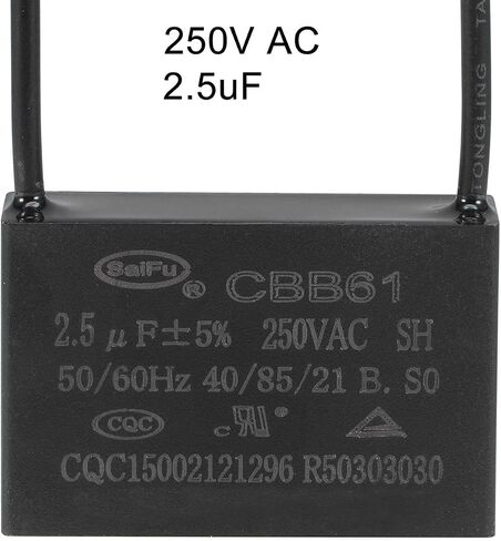 CBB61 4uF Ceiling Fan Capacitor 250V AC 40/85/21 ±5% 50/60Hz Cylinder 38x28x18mm with 2 Wires Metalized Polypropylene Film Capacitors for Electric Fan Pump Motor Generator,1 PCS in Saudi Arabia