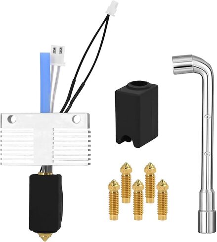 Extruder Hot End Kit for Elegoo Neptune 4/4 Pro, 3D Printer Assembled Print Head Hotend Kit Replacement with Thermistor, Heater Cartridge, Heating Block, 5PCS 0.4mm Brass Nozzle and 1PCS Silicone Sock in Saudi Arabia