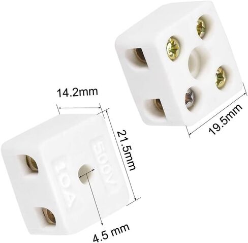 2 Way High Temp Wire Connectors,Ceramic Connector for Wiring,21.5x19.5x14.2mm,10pcs in Saudi Arabia