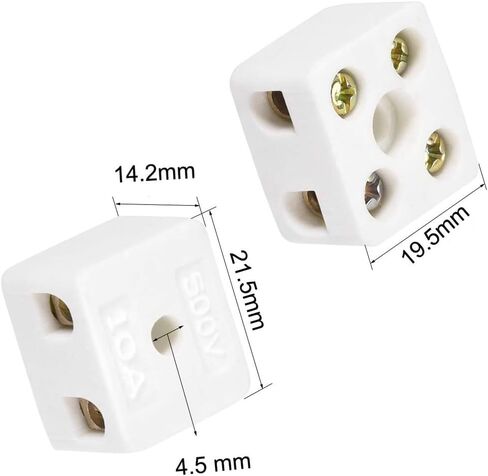 2 Way High Temp Wire Connectors,Ceramic Connector for Wiring,21.5x19.5x14.2mm,10pcs in Saudi Arabia