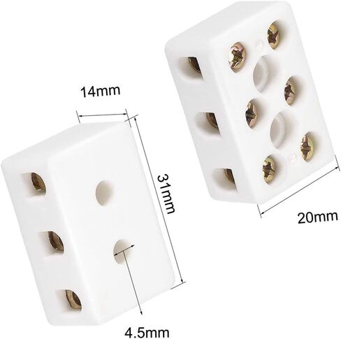 2 Way High Temp Wire Connectors,Ceramic Connector for Wiring,21.5x19.5x14.2mm,10pcs in Saudi Arabia