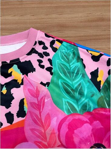 GORGLITTER Women's Leopard Floral Print Sweatshirt Crewneck Long Sleeve Pullover Tops in Saudi Arabia