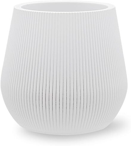 Koyal Wholesale 4" White Ribbed Short Vases for Flowers, Fluted Flower Vase, Small Boho White Vase, Mid Century Modern Decor, Modern Living Room Table Vase Decor, Bulk Vases Centerpiece, Pack 6 in Kuwait