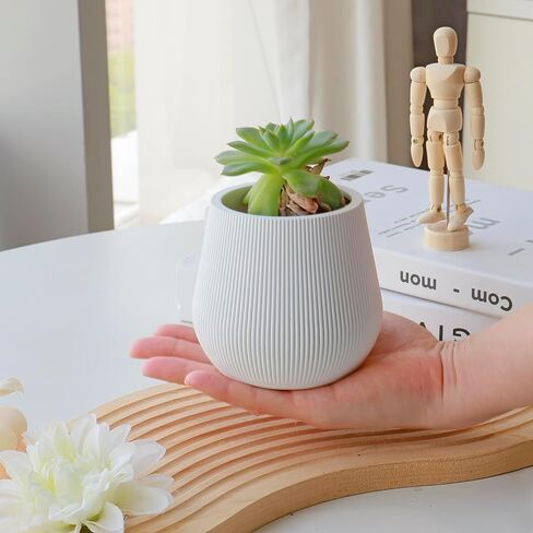 Koyal Wholesale 4" White Ribbed Short Vases for Flowers, Fluted Flower Vase, Small Boho White Vase, Mid Century Modern Decor, Modern Living Room Table Vase Decor, Bulk Vases Centerpiece, Pack 6 in Kuwait