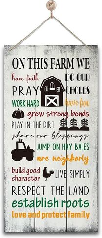 علامة لوحة خشبية لقواعد المزرعة، ديكور لافتات منزلية، لافتة خشبية معلقة لديكور المنزل، لوحة ديكور خشبية مطبوعة معلقة، لوحة حائط خشبية ريفية، لافتة ديكور منزل المزارع، ديكور حائط المزرعة in Kuwait
