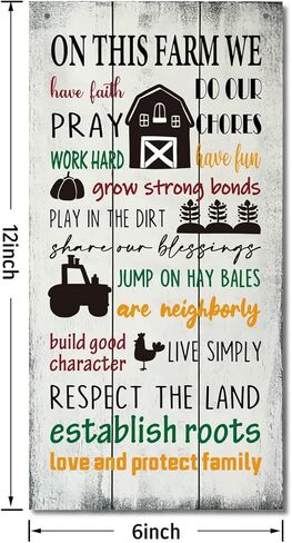 علامة لوحة خشبية لقواعد المزرعة، ديكور لافتات منزلية، لافتة خشبية معلقة لديكور المنزل، لوحة ديكور خشبية مطبوعة معلقة، لوحة حائط خشبية ريفية، لافتة ديكور منزل المزارع، ديكور حائط المزرعة in Kuwait