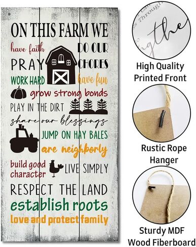 علامة لوحة خشبية لقواعد المزرعة، ديكور لافتات منزلية، لافتة خشبية معلقة لديكور المنزل، لوحة ديكور خشبية مطبوعة معلقة، لوحة حائط خشبية ريفية، لافتة ديكور منزل المزارع، ديكور حائط المزرعة in Kuwait