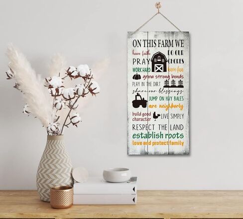 علامة لوحة خشبية لقواعد المزرعة، ديكور لافتات منزلية، لافتة خشبية معلقة لديكور المنزل، لوحة ديكور خشبية مطبوعة معلقة، لوحة حائط خشبية ريفية، لافتة ديكور منزل المزارع، ديكور حائط المزرعة in Kuwait