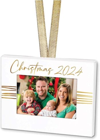 Elanze Designs Christmas 2023 Gold Foil 4 x 3 Metal Mini Picture Frame Christmas Ornament in Saudi Arabia
