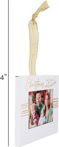 Elanze Designs Christmas 2023 Gold Foil 4 x 3 Metal Mini Picture Frame Christmas Ornament in Saudi Arabia