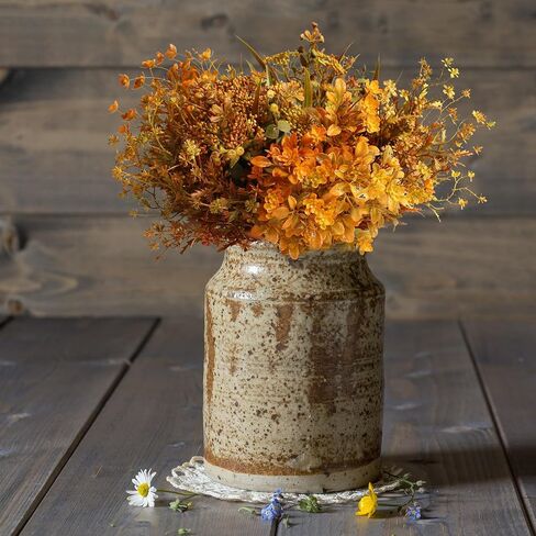 6 Bundles Artificial Fall Flowers Fall Mums, No Fade Faux Autumn Plants, Fake Indoor Outdoor Greenery Fall Decorations for Thanksgiving Wedding Party Home Garden Fireplace Décor (Fall Mixed) in Saudi Arabia