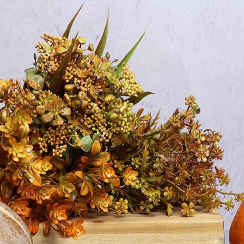 6 Bundles Artificial Fall Flowers Fall Mums, No Fade Faux Autumn Plants, Fake Indoor Outdoor Greenery Fall Decorations for Thanksgiving Wedding Party Home Garden Fireplace Décor (Fall Mixed) in Saudi Arabia