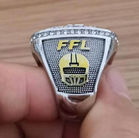 Fantasy Football Ring 2024 | Heavy FFL Champion Ring | Gold Silver Tone Plated Award Trophy for Fantasy Football League Winner in Kuwait
