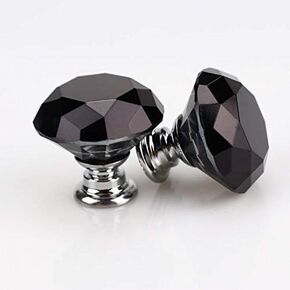 2Pcs Purple Crystal Cabinet Door Knobs 40mm Cupboard Dresser Drawer Flat Diamond Pull Handles with M4x22mm Screws