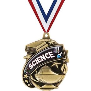 Crown Awards Science Medals - 2" Kudos Science Fair Scholastic Award Medals Gold Prime