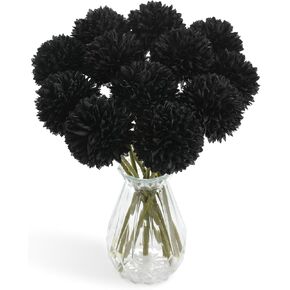 Serra Flora Artificial Chrysanthemums Fall Flowers Silk Orange Ball Flowers Bouquet Fake Mums Flowers for Wedding Autumn Thanksgiving Home Decor