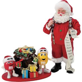 Department 56 Possible Dreams Santa and M&M's Characters Holiday Fun Figurine Set, 10.5 Inch, Multicolor