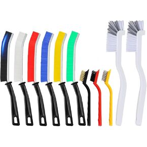 TuTuYa Hard Bristle Crevice Cleaning Brushes Set, 6PCS Colorful Gap Cleaning Brush&3PCS Wire Brush Nylon/Brass/Stainless Steel&2PCS Kitchen Small Scrub Brush for Groove Window Gap Bathroom Kitchen