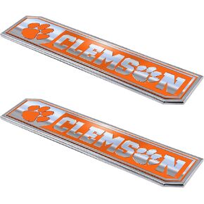 FANMATS 60829 Clemson Tigers 2 Piece Heavy Duty Aluminum Embossed Truck Emblem Set, 1.75" x 8.25"