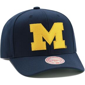 Mitchell & Ness Michigan Wolverines NCAA Team Ground Low Pro Precurved Snapback Hat Cap - Navy