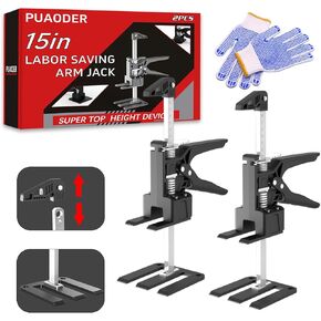 Labor Saving Arm Jack 2 Pack Stainless Steel 15.5 Inch Furniture Jack Lifter, Hand Lifting Jack Tool for Installing Cabinet and Wall Tile Height Adjusters,Load-Bearing 330LBS